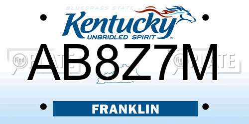 AB8Z7M Kentucky License Plate