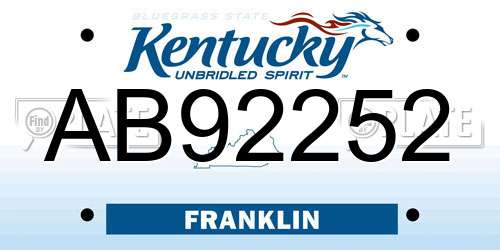 AB92252 Kentucky License Plate