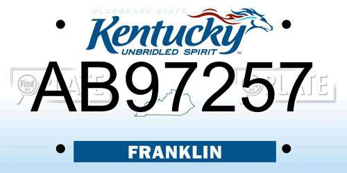 AB97257 Kentucky License Plate