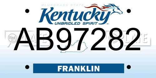 AB97282 Kentucky License Plate
