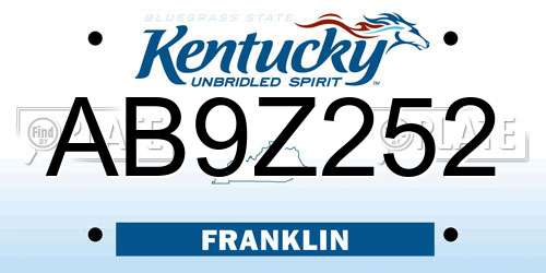 AB9Z252 Kentucky License Plate