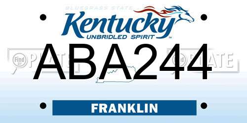 ABA244 Kentucky License Plate