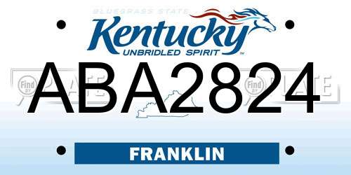 ABA2824 Kentucky License Plate