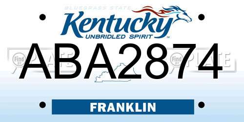 ABA2874 Kentucky License Plate