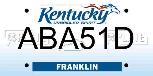 ABA51D Kentucky License Plate