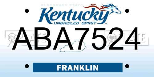 ABA7524 Kentucky License Plate