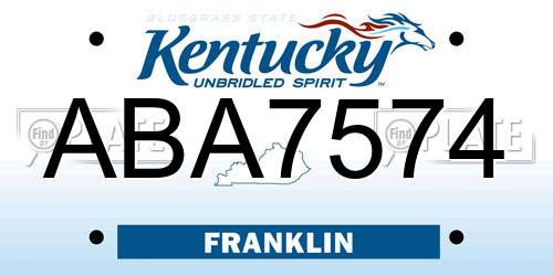 ABA7574 Kentucky License Plate