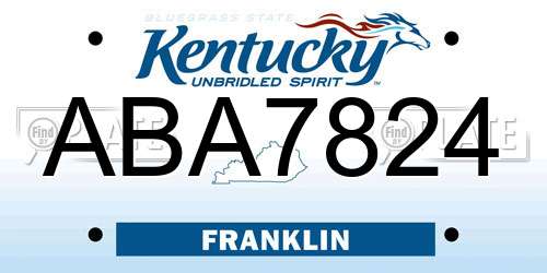 ABA7824 Kentucky License Plate