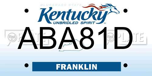 ABA81D Kentucky License Plate