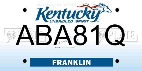 ABA81Q Kentucky License Plate