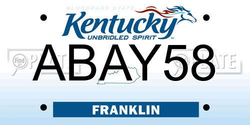 ABAY58 Kentucky License Plate
