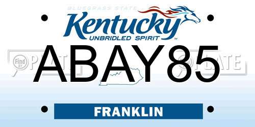 ABAY85 Kentucky License Plate