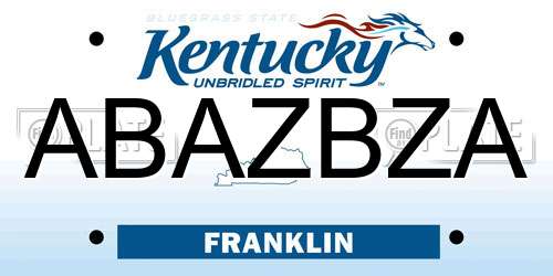 ABAZBZA Kentucky License Plate