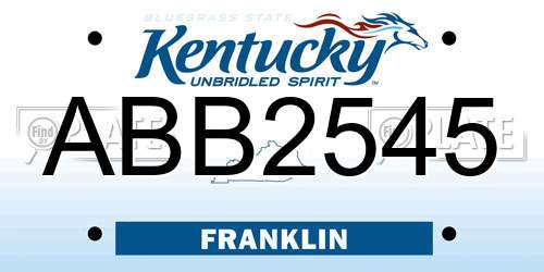 ABB2545 Kentucky License Plate