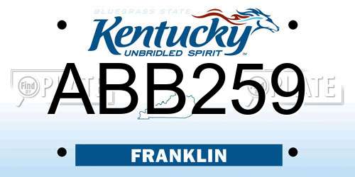 ABB259 Kentucky License Plate