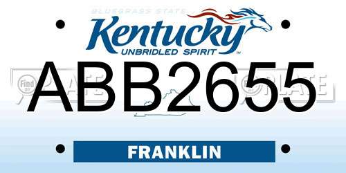 ABB2655 Kentucky License Plate