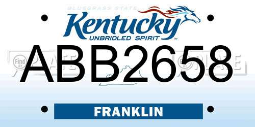 ABB2658 Kentucky License Plate