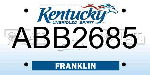 ABB2685 Kentucky License Plate