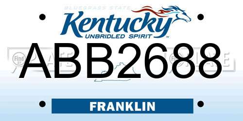 ABB2688 Kentucky License Plate