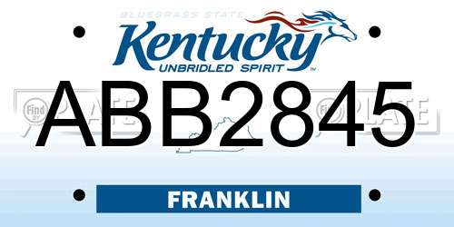 ABB2845 Kentucky License Plate
