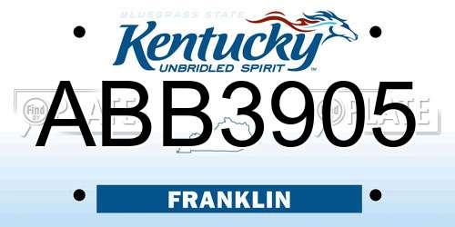 ABB3905 Kentucky License Plate