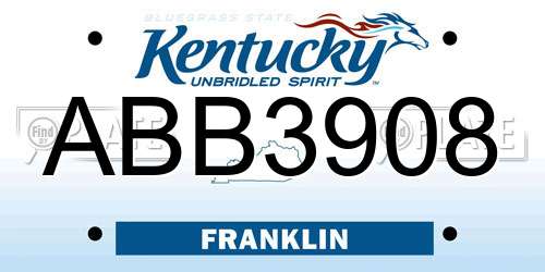 ABB3908 Kentucky License Plate
