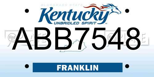 ABB7548 Kentucky License Plate
