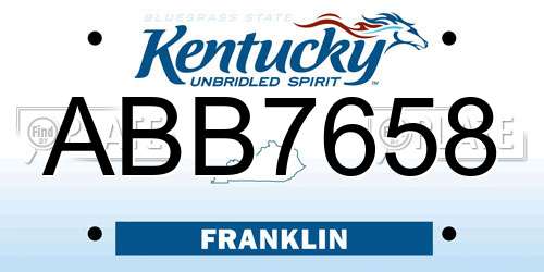 ABB7658 Kentucky License Plate