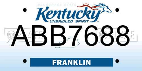 ABB7688 Kentucky License Plate