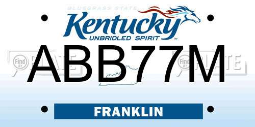 ABB77M Kentucky License Plate