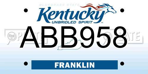 ABB958 Kentucky License Plate