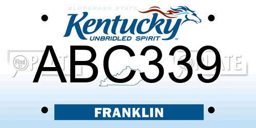 ABC339 Kentucky License Plate