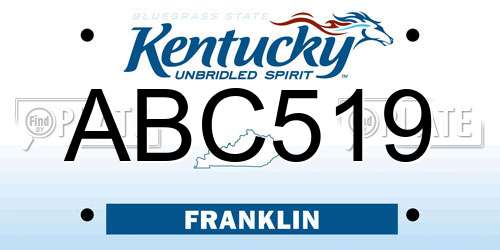ABC519 Kentucky License Plate