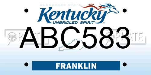 ABC583 Kentucky License Plate