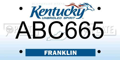 ABC665 Kentucky License Plate