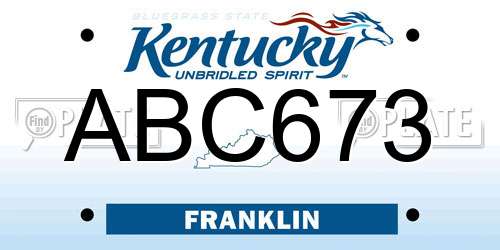 ABC673 Kentucky License Plate