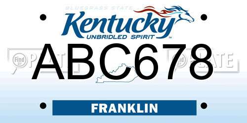 ABC678 Kentucky License Plate
