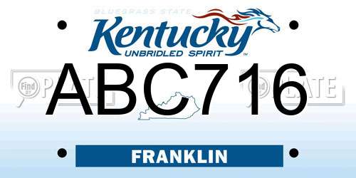 ABC716 Kentucky License Plate