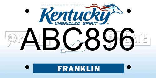 ABC896 Kentucky License Plate
