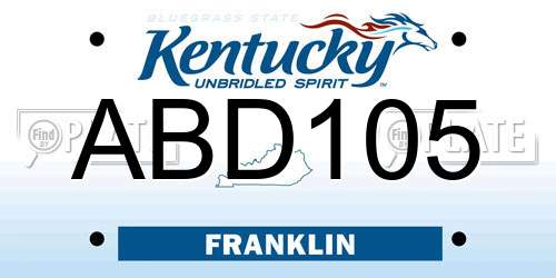 ABD105 Kentucky License Plate