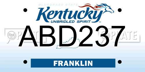 ABD237 Kentucky License Plate