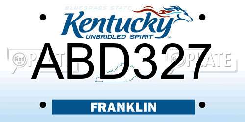 ABD327 Kentucky License Plate