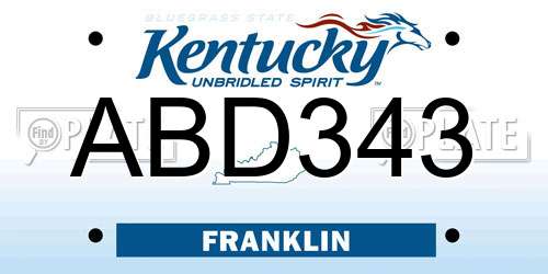 ABD343 Kentucky License Plate