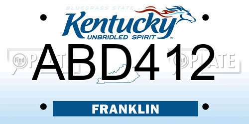 ABD412 Kentucky License Plate