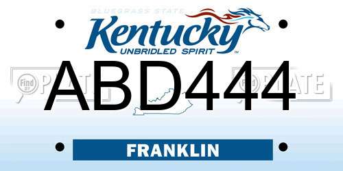 ABD444 Kentucky License Plate
