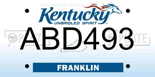 ABD493 Kentucky License Plate