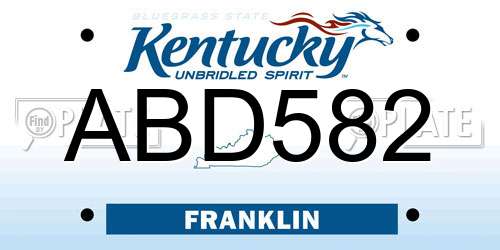 ABD582 Kentucky License Plate