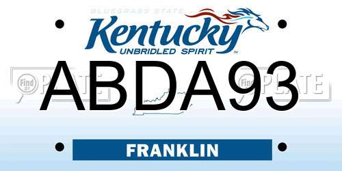 ABDA93 Kentucky License Plate