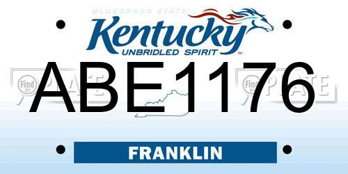 ABE1176 Kentucky License Plate
