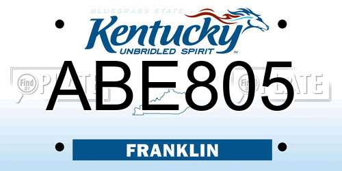 ABE805 Kentucky License Plate